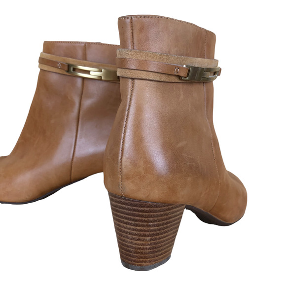 ECCO Leather Ankle Boots Brown Booties with Buckle Detailing Womens size 8 - Picture 3 of 13